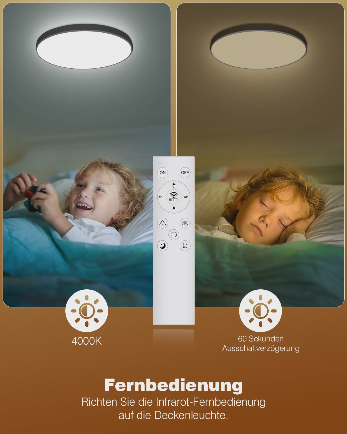 Slimme Plafondlamp LED RGB 24W Dimbare Rond Zwart 30cm met Afstandsbediening & App Bediening