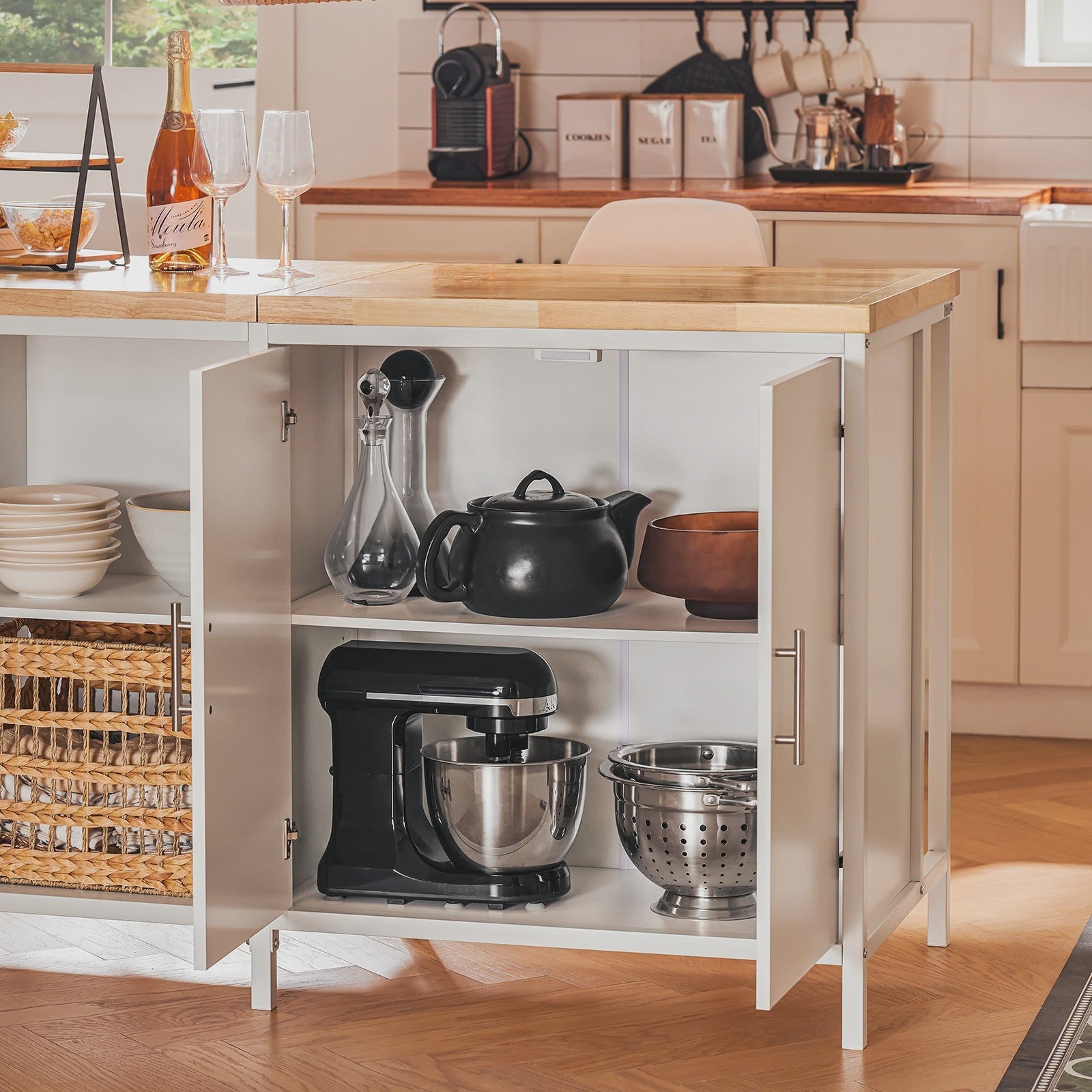 SoBuy Keuken Eiland met Opbergruimte, Buffetkast en Bartafel - 170cm Breed