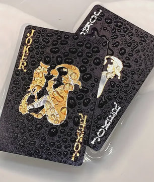 Luxe Zwarte Speelkaarten met Gouden Opdruk - Waterdicht & Uniek Design