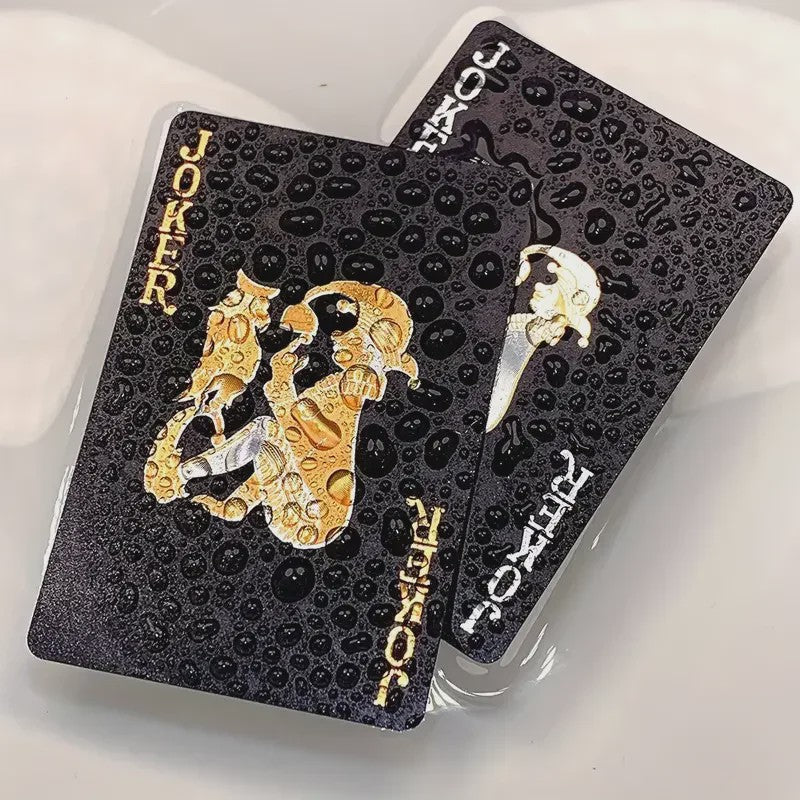 Luxe Zwarte Speelkaarten met Gouden Opdruk - Waterdicht & Uniek Design