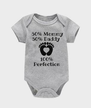 Baby Romper met Tekst: 50% Mama, 50% Papa, 100% Perfectie