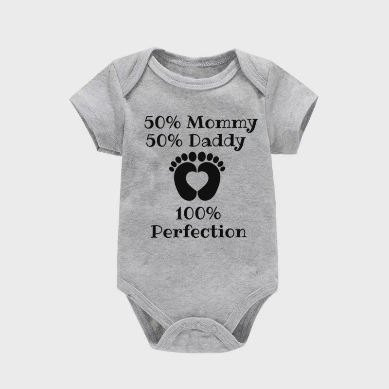 Baby Romper met Tekst: 50% Mama, 50% Papa, 100% Perfectie