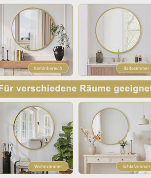 Anajqaqia Ronde Wandspiegel 75 cm - Goudkleurig Aluminium Frame, Veiligheidsglas