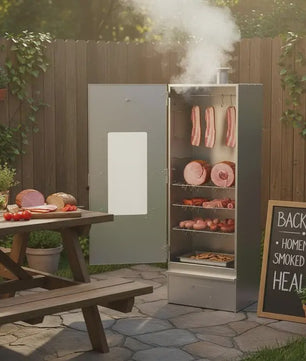 RVS Smoker BBQ met Houtspaanderbak - 44.5x29x110cm - Ideaal voor Vis en Vlees