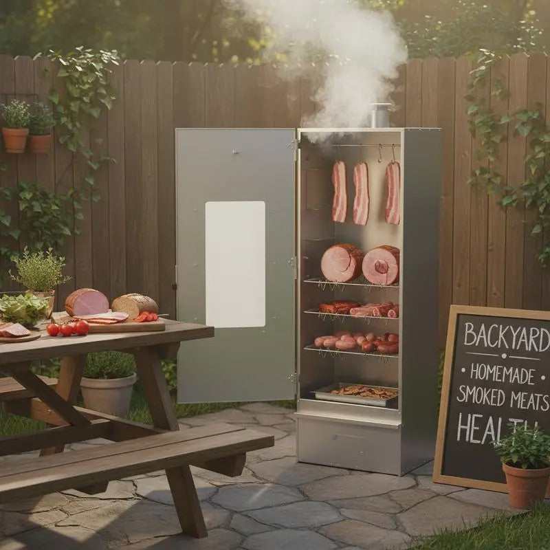 RVS Smoker BBQ met Houtspaanderbak - 44.5x29x110cm - Ideaal voor Vis en Vlees