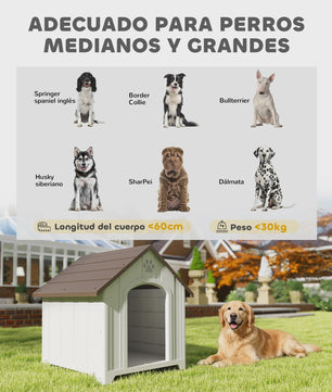 Pawhut Grote Kunststof Hondenhok Outdoor - Weerbestendig en Verhoogd