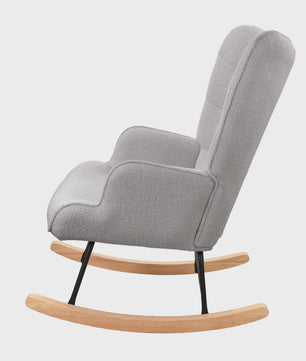 Anajqaqia Schommelstoel Teddy Stof Lichtgrijs - Comfortabele Relaxfauteuil