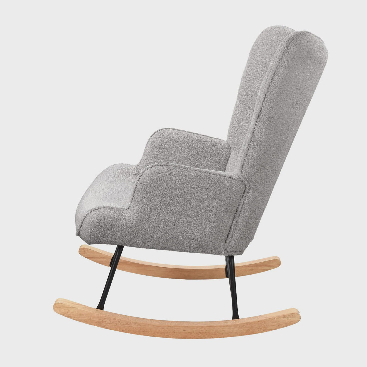 Anajqaqia Schommelstoel Teddy Stof Lichtgrijs - Comfortabele Relaxfauteuil