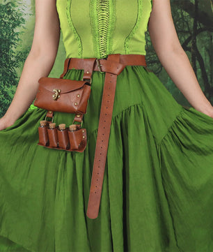 Middeleeuwse Lederen Riem met Flesjeshouder en Portemonnee - Cosplay & LARP Accessoire