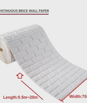 3D Baksteen Behang - Zelfklevend, Waterdicht Schuim Muursticker (70cm breed, 1/5/10m lang)