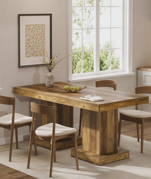 Rustieke Houten Eettafel Vierkant 31.5 Inch met Pootonderstel - Geschikt voor 4 Personen