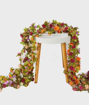 Kunstrozen Garland - Decoratieve Slier met Rozen en Bladeren