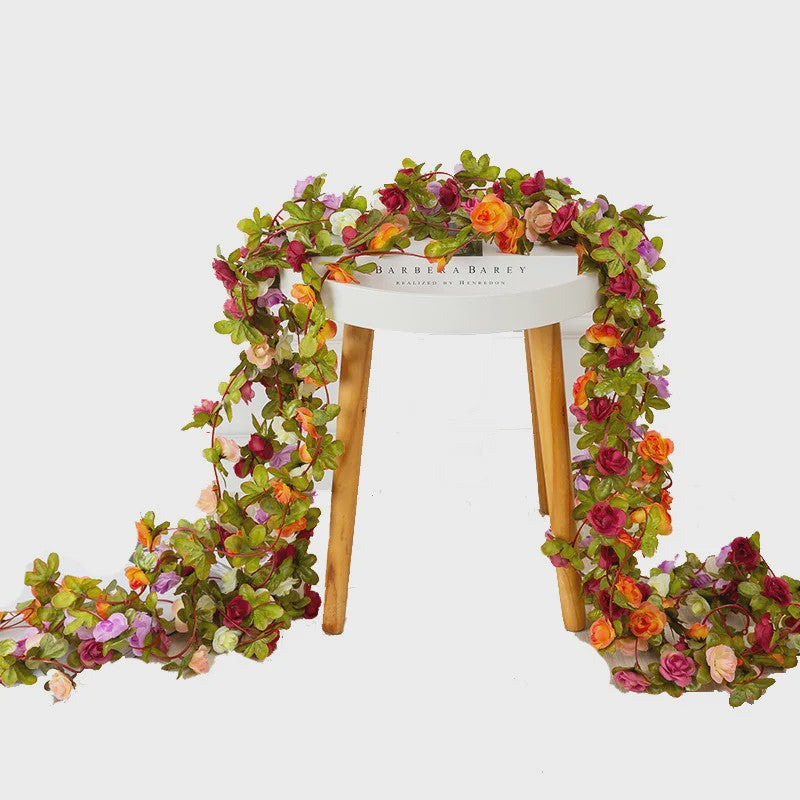 Kunstrozen Garland - Decoratieve Slier met Rozen en Bladeren