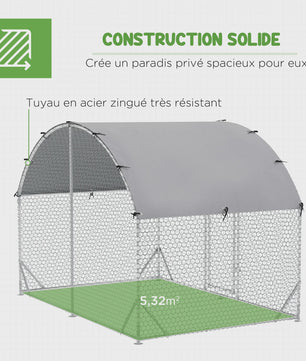 Grote kippenren met UV-beschermend dak - 2.8m x 1.9m x 1.97m