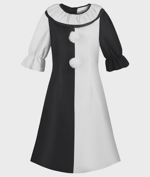 Eng Terrifier Clown Kostuum Heren Dames - Zwart Wit Jumpsuit & Jurk voor Halloween
