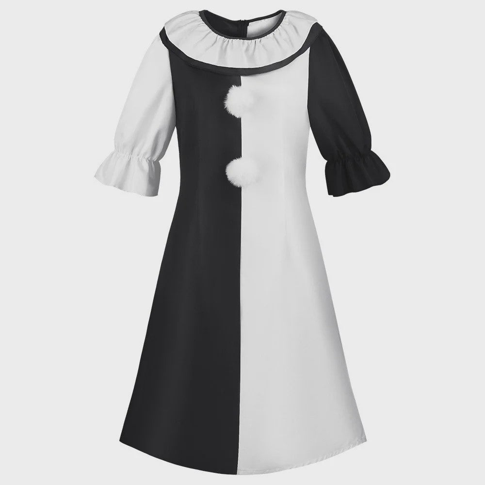 Eng Terrifier Clown Kostuum Heren Dames - Zwart Wit Jumpsuit & Jurk voor Halloween