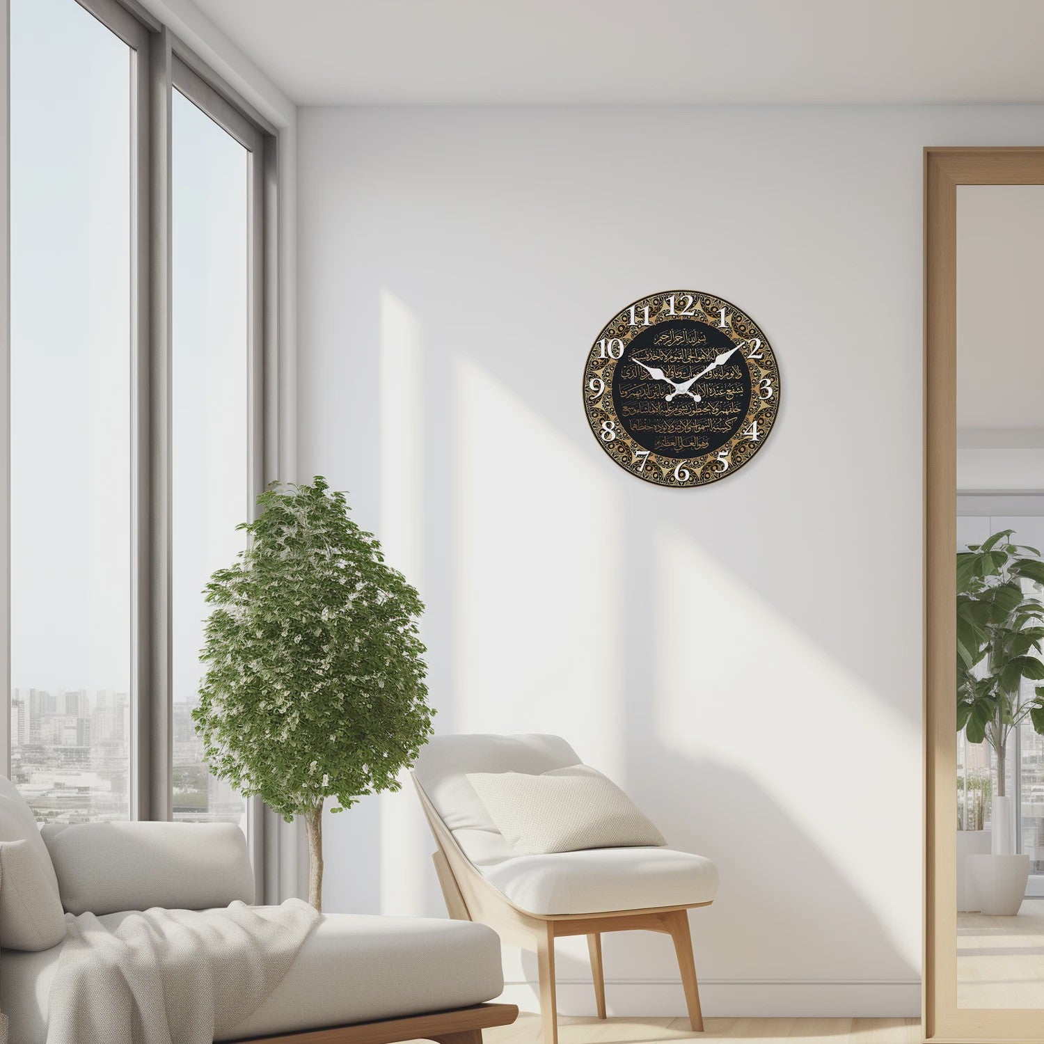 Islamitische Kalligrafie Houten Wandklok - Stille Quartz Beweging & Decoratie