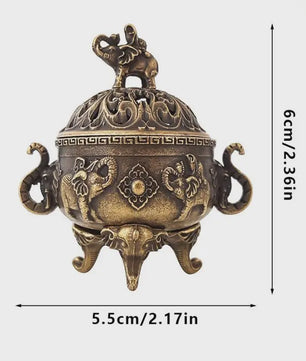 Bronzen Olifant Lotus Wierookbrander - Sfeervolle Decoratie voor Meditatie & Huis