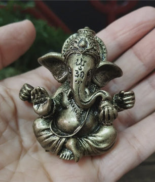 Ganesha Beeldje Bronskleurig - Hindoeïstische God Sculptuur voor Huis & Kantoor Decoratie