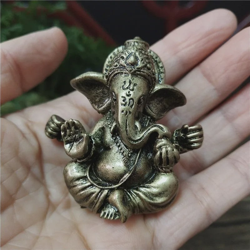 Ganesha Beeldje Bronskleurig - Hindoeïstische God Sculptuur voor Huis & Kantoor Decoratie