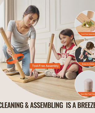 Houten Sensorische Activiteitentafel voor Kinderen met 3 Opbergbakken & Dubbelzijdig Bord