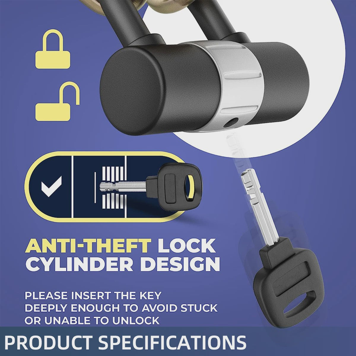 Heavy Duty U-Lock 16mm Fiets & Motor - Anti-diefstal Sluiting met 2 Sleutels