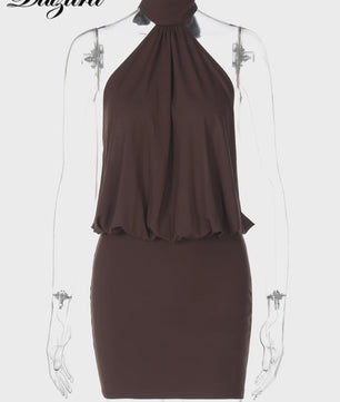 Zomerse Bodycon Mini Jurk met Halternek en Open Rug - Elegant & Sexy