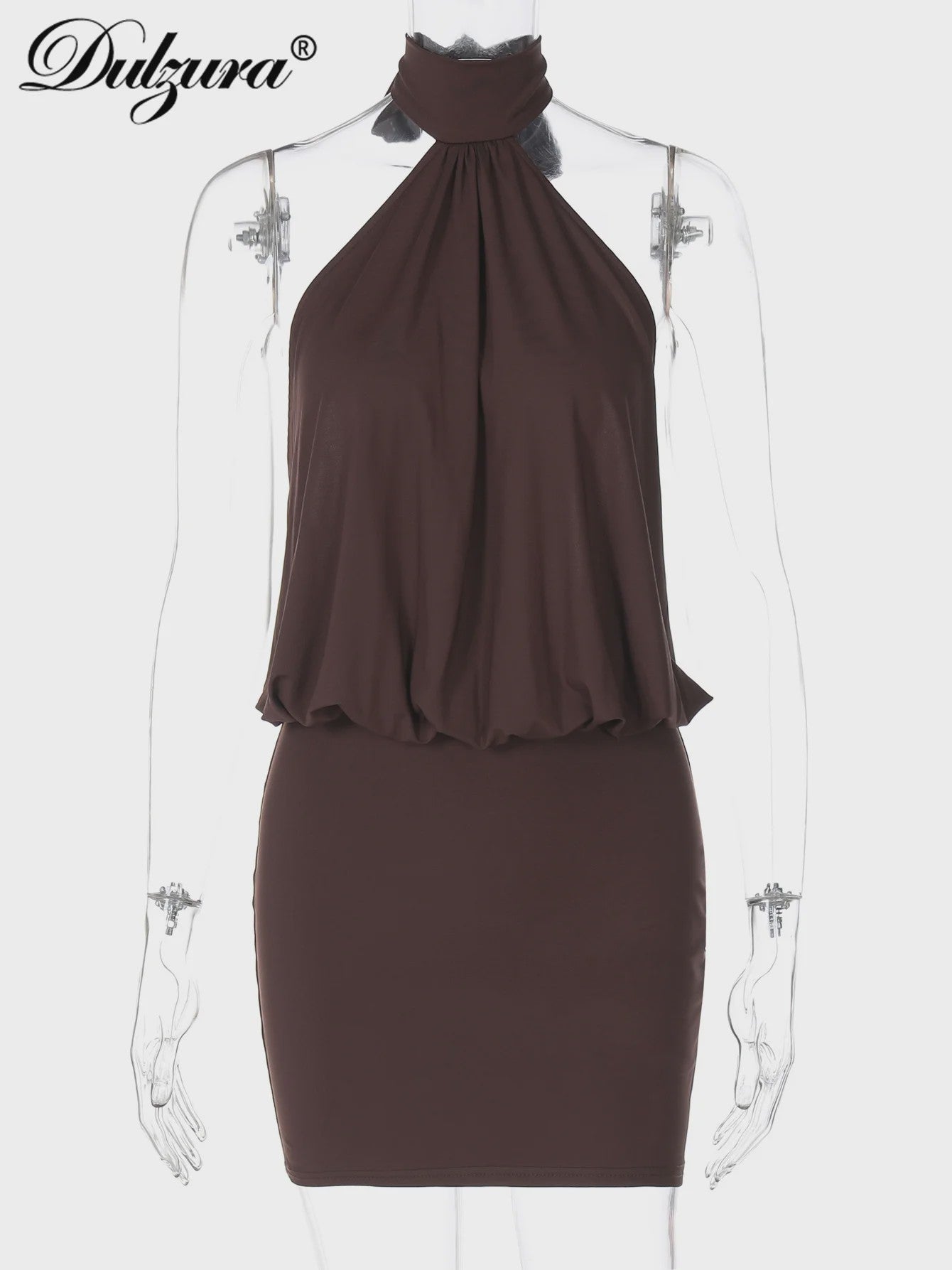 Zomerse Bodycon Mini Jurk met Halternek en Open Rug - Elegant & Sexy