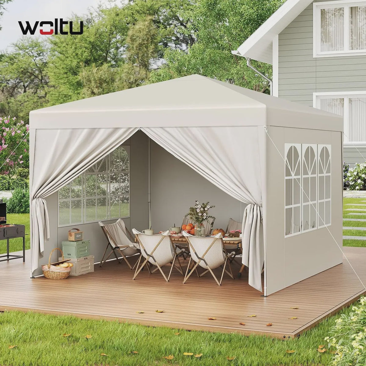 WOLTU 3x3m Partytent - Waterdichte Tuin- en Camping Paviljoen met UV-bescherming en Draagtas