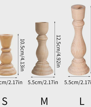 Set Houten Kandelaars - Onbehandeld Hout voor Tafeldecoratie, Bruiloft & Feest