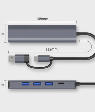 USB-C Hub met Gigabit Ethernet & 3x USB 3.0 Poorten - Aluminium Docking Station
