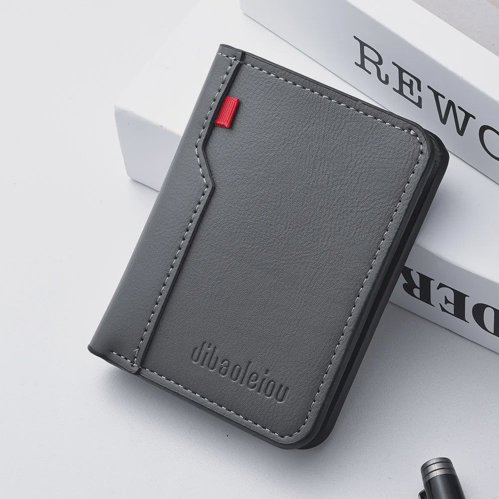 Her portefeuille: Ultra-dunne Mini PU Lederen Kaarthouder Portemonnee voor Heren