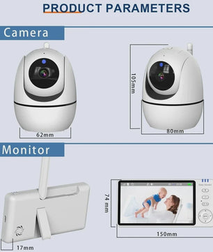 5 Inch Video Babyfoon met PTZ Camera, Nachtzicht, Temperatuursensor en Lullabies