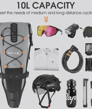 WEST BIKING Fietszadel Tas 10L - Waterdichte Onderzadel Opbergtas voor MTB & Racefiets