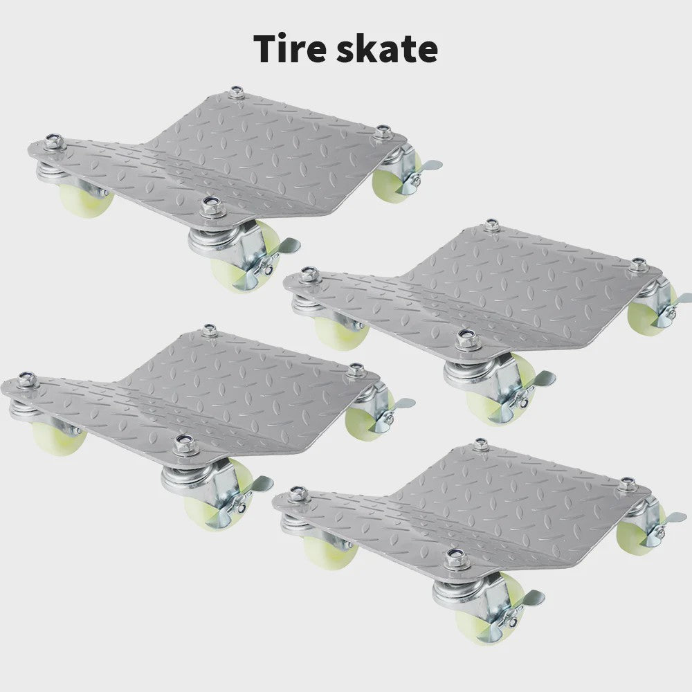 4x Autowiel Dolly Set - Verplaatsingshulp voor Banden met 360° Zwenkwielen