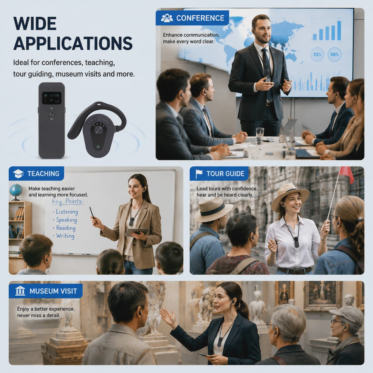 Professioneel 2.4GHz Draadloos Tour Guide Systeem met Groene Laser Pointer en Audio Headset
