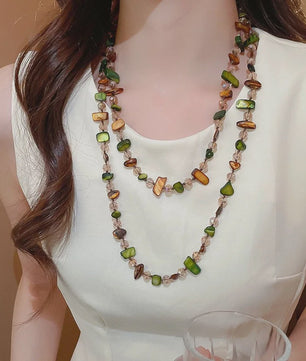 Luxe Dubbellaagse Schelp & Kristal Ketting - Bohemian Seaside Stijl