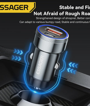 Essager 54W Snellader Auto | PD 3.0 & QC 3.0 | USB-C & USB-A | Snel Opladen Telefoon