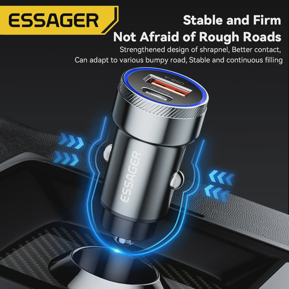 Essager 54W Snellader Auto | PD 3.0 & QC 3.0 | USB-C & USB-A | Snel Opladen Telefoon
