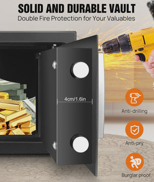 Brandwerende Waterdichte Kluis met Digitale Code & Sleutel - 4.6L/8.5L/16L