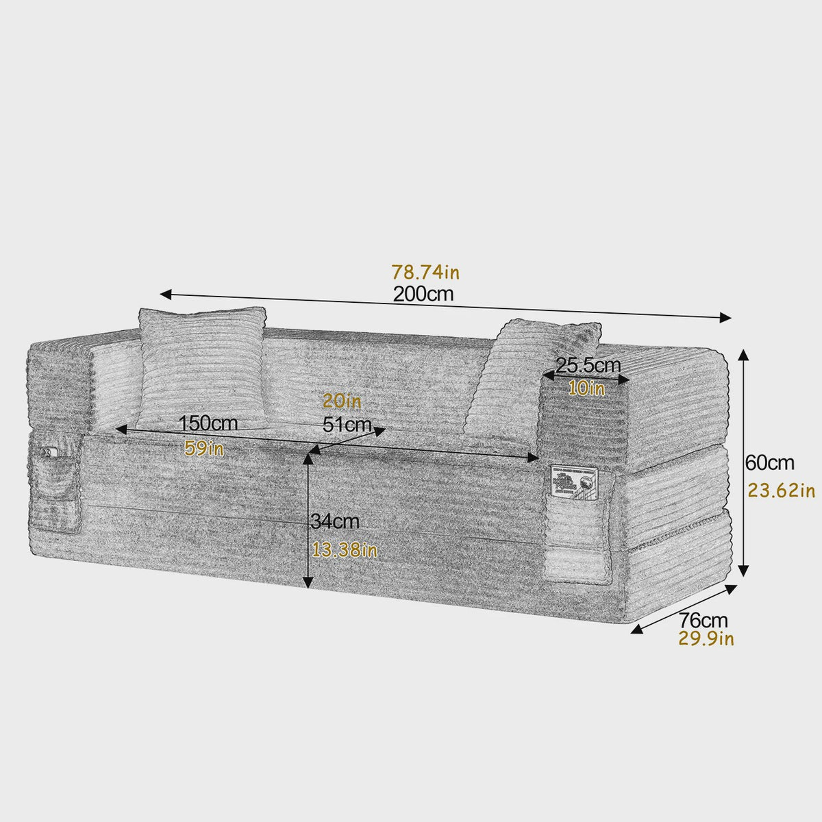 Veelzijdige Opvouwbare Sofa Bed - Multifunctioneel Woonkamer Meubel