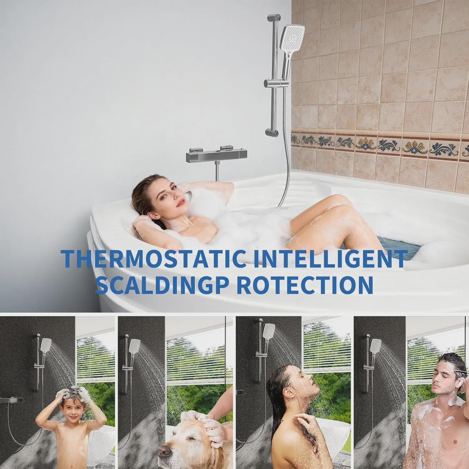 Thermostatische Douchekraan Wandmontage met Anti-Verbrandingsbeveiliging (38°C) - Messing