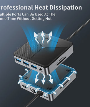 Yottamaster 8-in-1 USB-C Docking Station Hub met 100W PD, 4K@60Hz HDMI, RJ45, SD/TF Kaartlezer & Audio