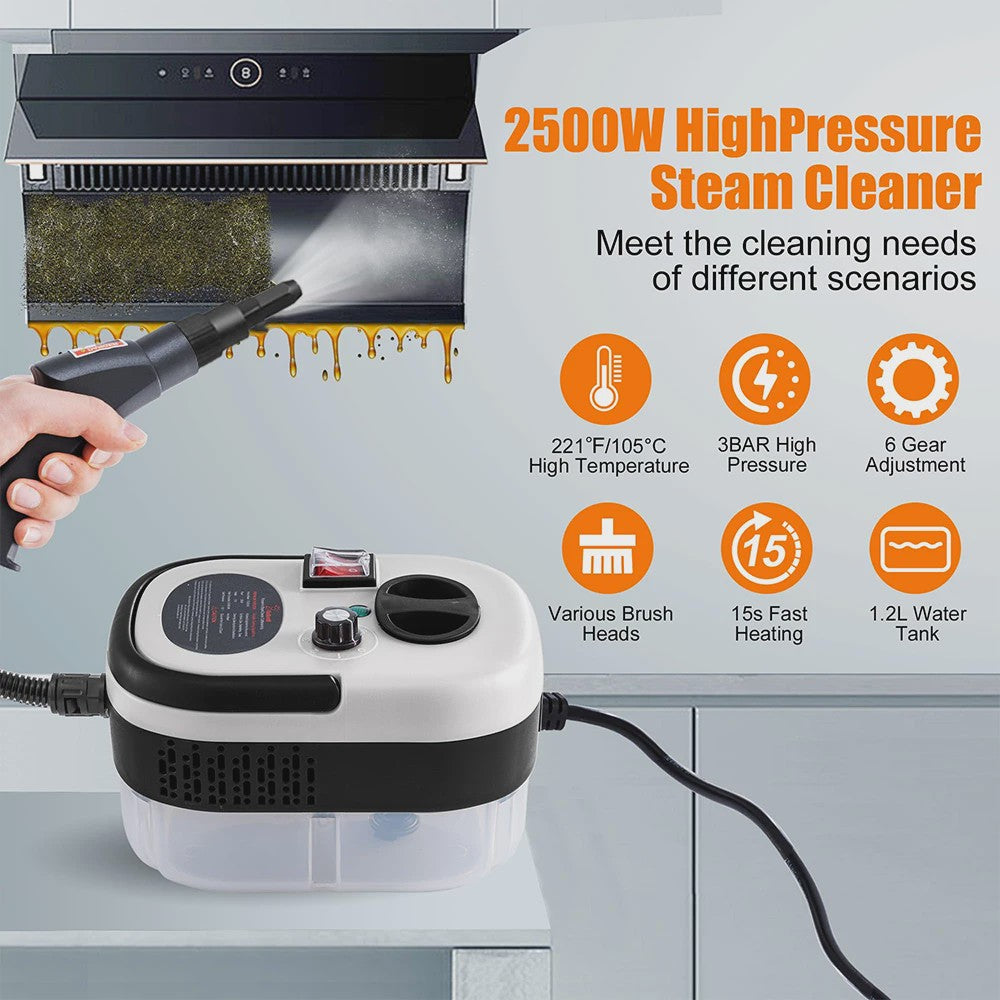 Krachtige 2500W Stoomreiniger - Hoge Temperatuur Desinfectie voor Huis, Auto & Keuken