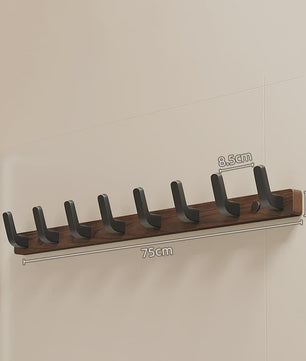 Houten Kapstok met Haken - Massief Walnoothout - Wandkapstok voor Jassen, Tassen & Sleutels