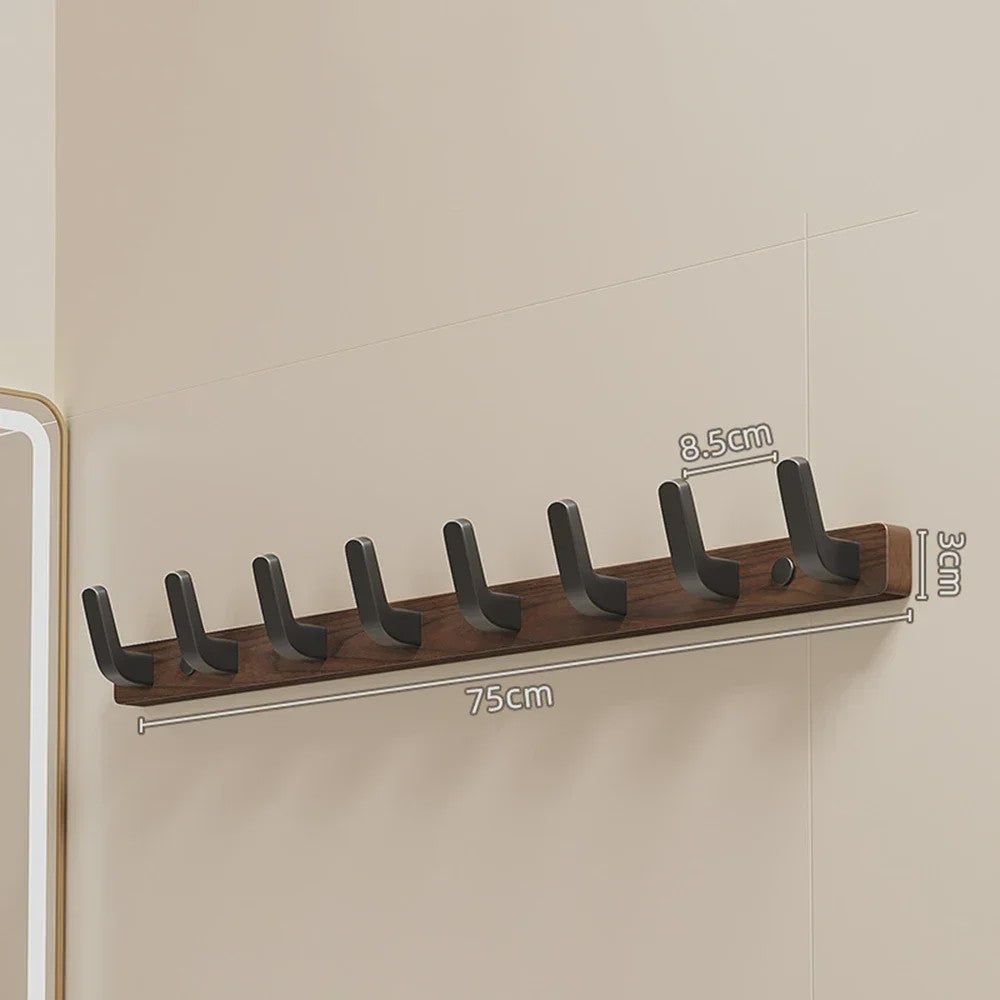 Houten Kapstok met Haken - Massief Walnoothout - Wandkapstok voor Jassen, Tassen & Sleutels
