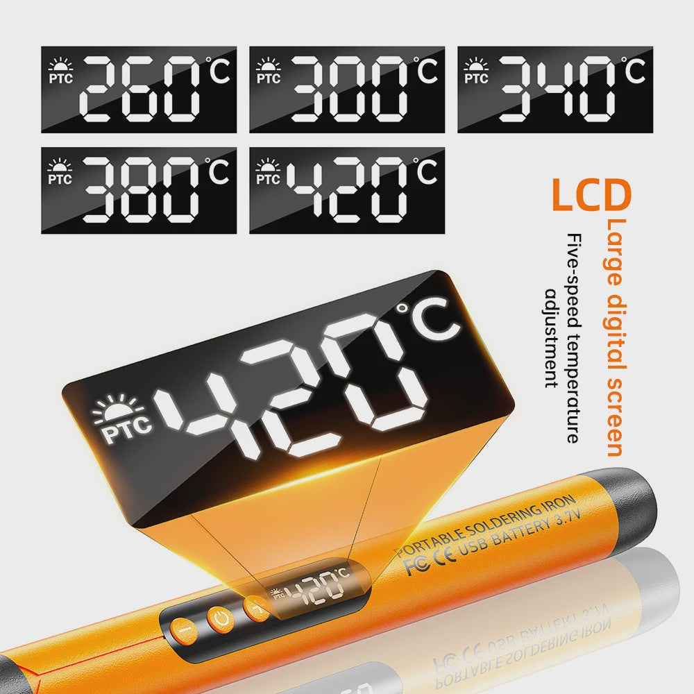 Mini Digitale USB Soldeerbout Set met Instelbare Temperatuur en Type-C