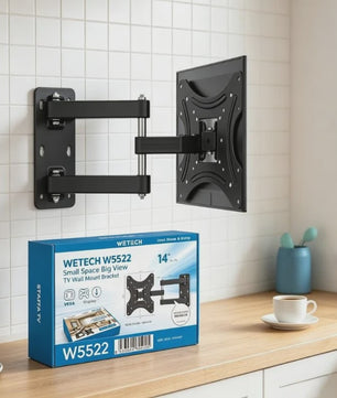 WETECH W5522 Universele Full Motion TV Muurbeugel met Dubbele Arm voor 14-42" Schermen, 50kg Draagvermogen, VESA 50-100mm