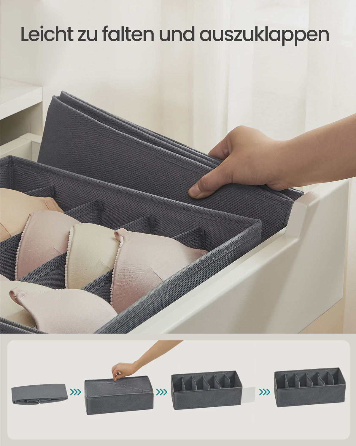 Set van 8 Opvouwbare Lade-Organizers voor Ondergoed, Sokken en Accessoires