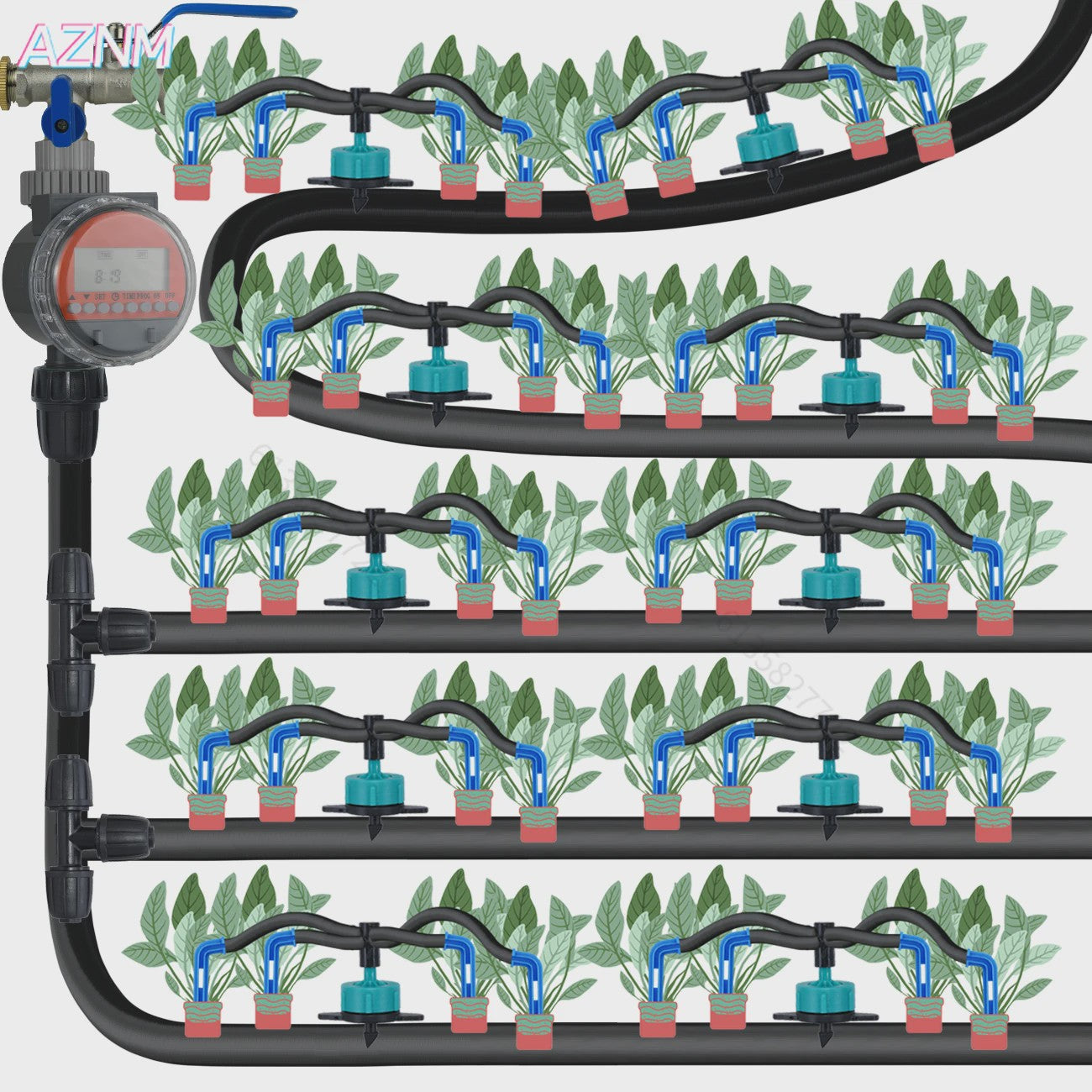 AZNM Druppelsysteem Kit 10-100M - Automatische Watergift voor Planten & Kas